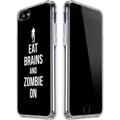 Eat Brains and Zombie On Black iPhone SE (2nd & 3rd Gen) Clear Case