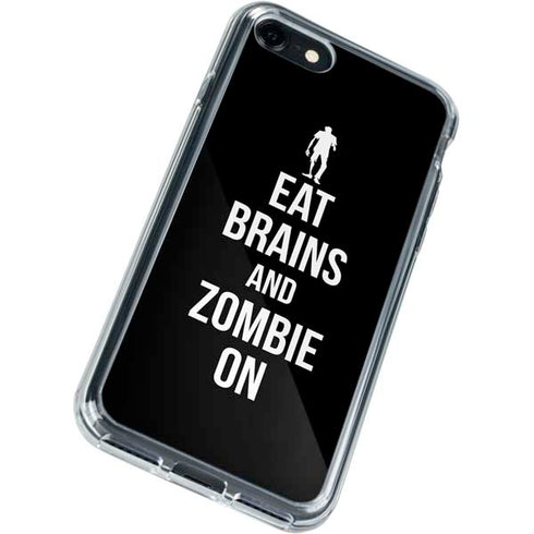 Eat Brains and Zombie On Black iPhone SE (2nd & 3rd Gen) Clear Case