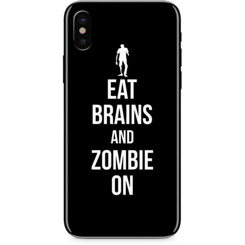 Eat Brains and Zombie On Black iPhone X Skin