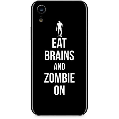 Eat Brains and Zombie On Black iPhone XR Skin