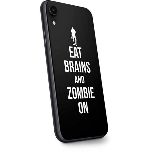 Eat Brains and Zombie On Black iPhone XR Skin