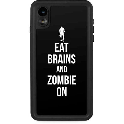 Eat Brains and Zombie On Black iPhone XR Waterproof Case