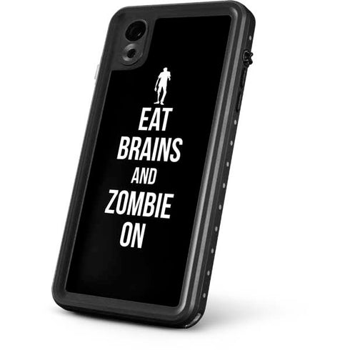 Eat Brains and Zombie On Black iPhone XR Waterproof Case