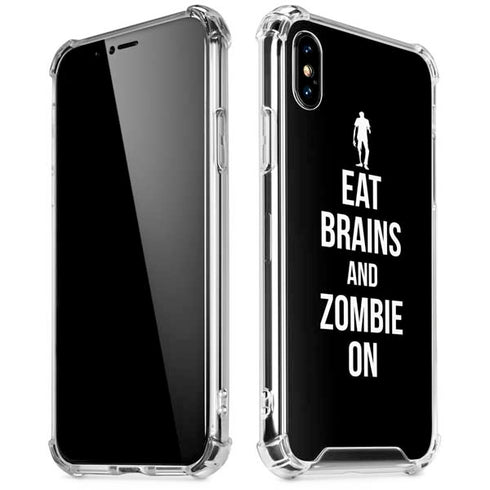 Eat Brains and Zombie On Black iPhone XS Max Clear Case