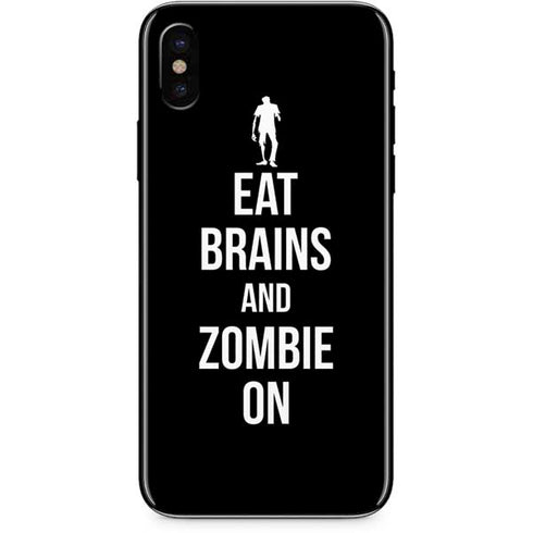 Eat Brains and Zombie On Black iPhone XS Max Skin