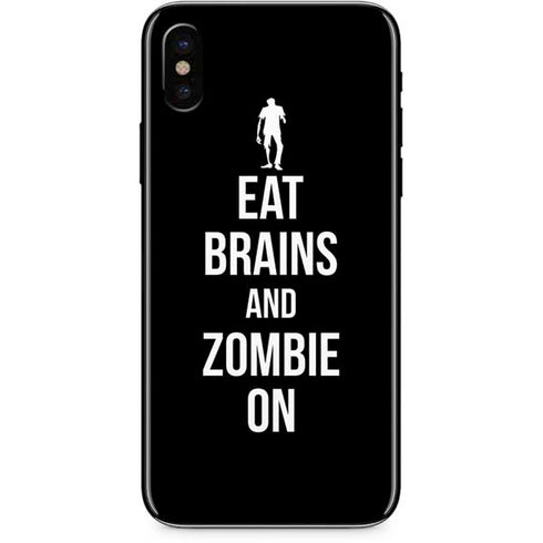 Eat Brains and Zombie On Black iPhone XS Skin