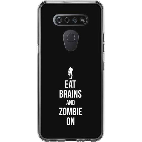 Eat Brains and Zombie On Black LG K51/Q51 Clear Case