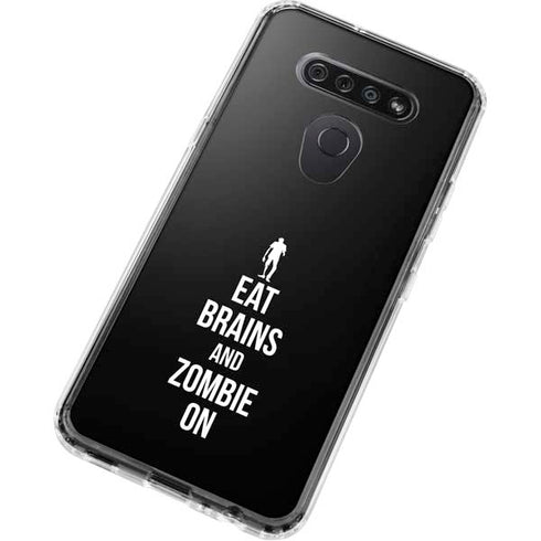 Eat Brains and Zombie On Black LG K51/Q51 Clear Case
