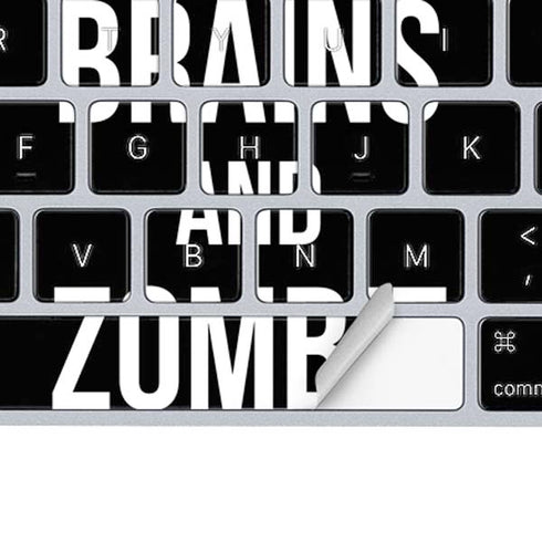 Eat Brains and Zombie On Black Magic Keyboard Skin