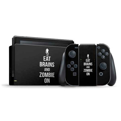 Eat Brains and Zombie On Black Nintendo Switch Bundle Skin