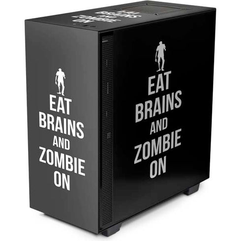 Eat Brains and Zombie On Black NZXT H510 Compact ATX Mid-Tower Case Skin