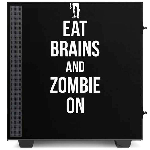 Eat Brains and Zombie On Black NZXT H510 Compact ATX Mid-Tower Case Skin
