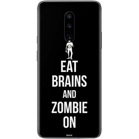 Eat Brains and Zombie On Black OnePlus 7 Pro Skin