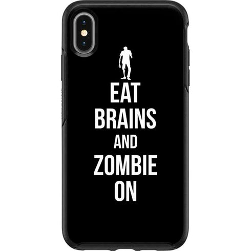 Eat Brains and Zombie On Black Otterbox Symmetry iPhone Skin