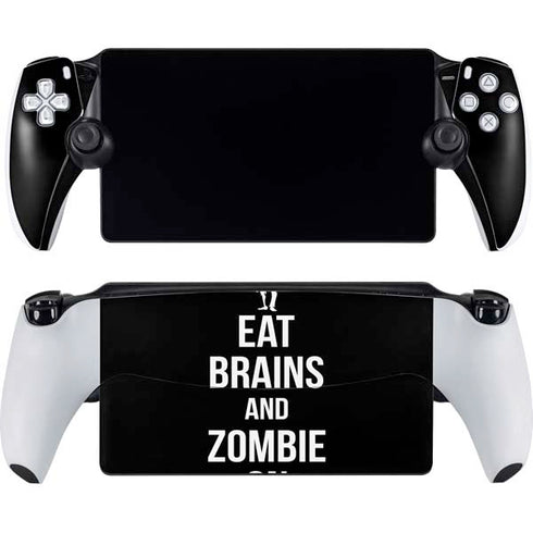 Eat Brains and Zombie On Black PlayStation Portal Remote Player Skin
