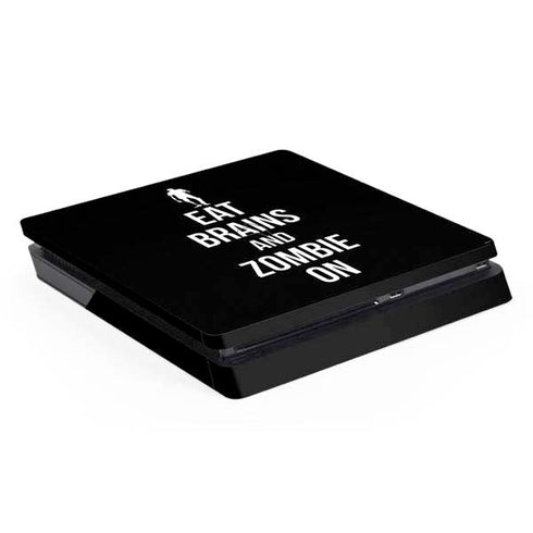 Eat Brains and Zombie On Black PS4 Slim Skin