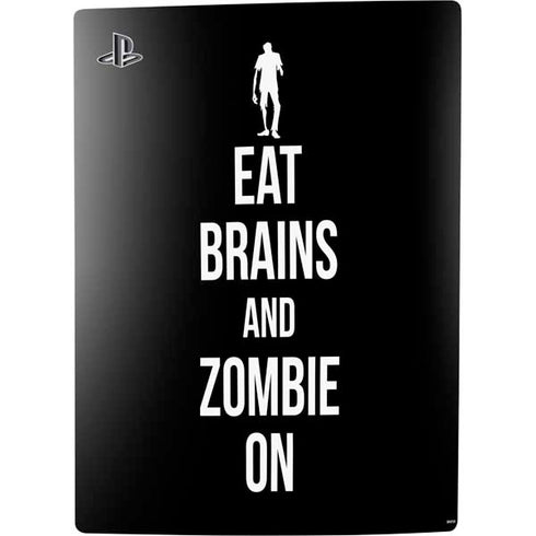 Eat Brains and Zombie On Black PS5 Console Skin