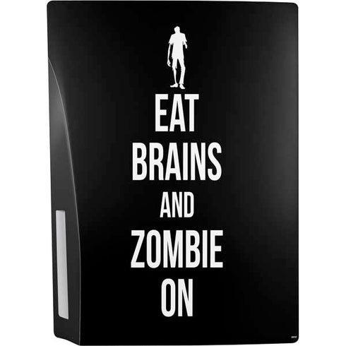 Eat Brains and Zombie On Black PS5 Console Skin