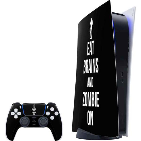 Eat Brains and Zombie On Black PS5 Digital Edition Bundle Skin
