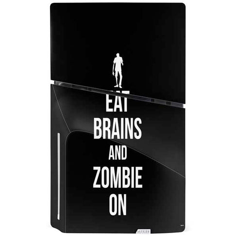 Eat Brains and Zombie On Black PS5 Slim Disk Console Skin