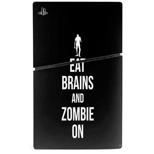 Eat Brains and Zombie On Black PS5 Slim Digital Edition Bundle Skin