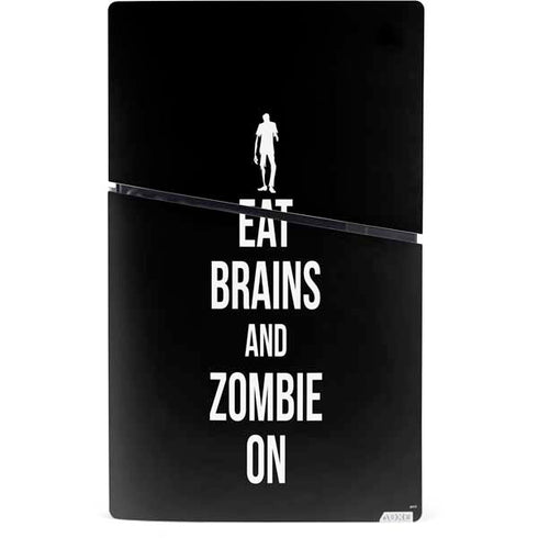 Eat Brains and Zombie On Black PS5 Slim Digital Edition Bundle Skin