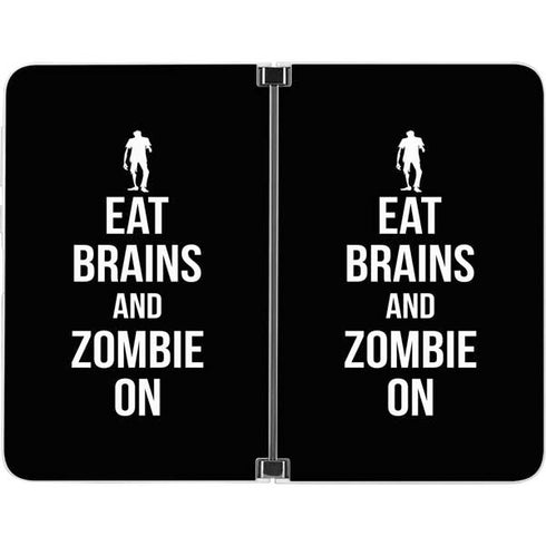Eat Brains and Zombie On Black Surface Duo Skin