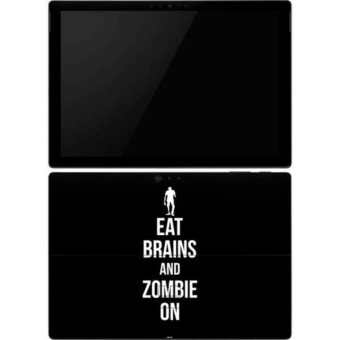 Eat Brains and Zombie On Black Surface Pro 6 Skin