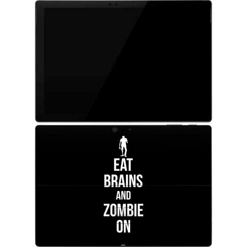 Eat Brains and Zombie On Black Surface Pro 7 Skin