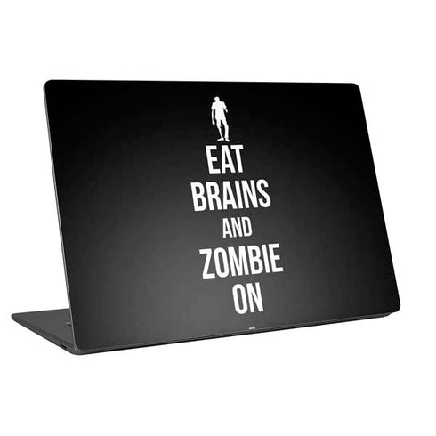 Eat Brains and Zombie On Black Universal Laptop 12in (9.8 x 6.8in) Skin