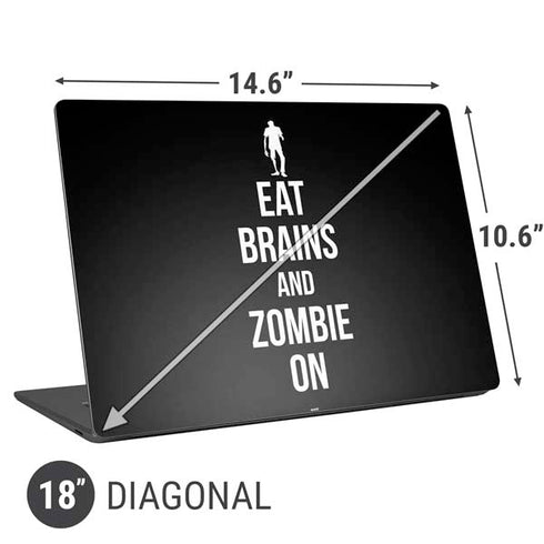 Eat Brains and Zombie On Black Universal Laptop 18in (14.6 x 10.6in) Skin