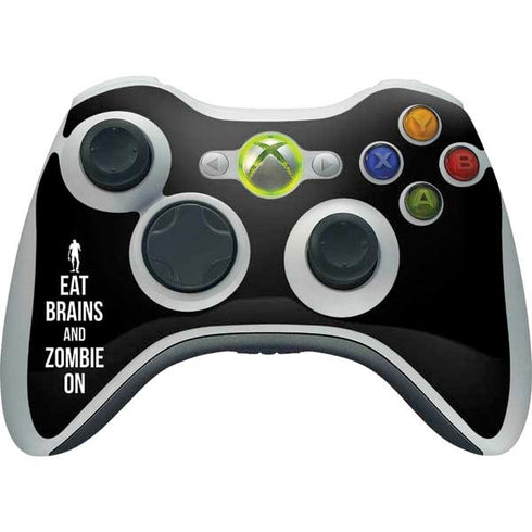 Eat Brains and Zombie On Black Xbox 360 Wireless Controller Skin