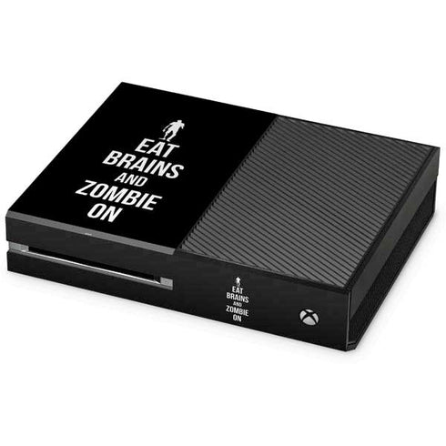 Eat Brains and Zombie On Black Xbox One Console Skin