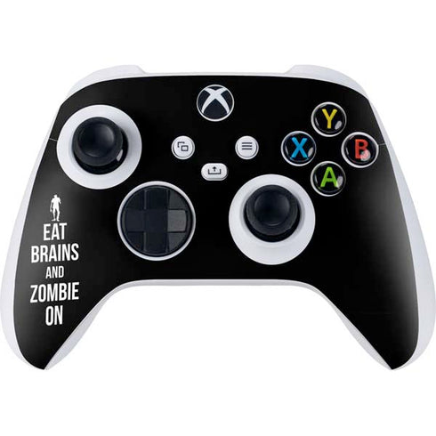Eat Brains and Zombie On Black Xbox Series S Controller Skin