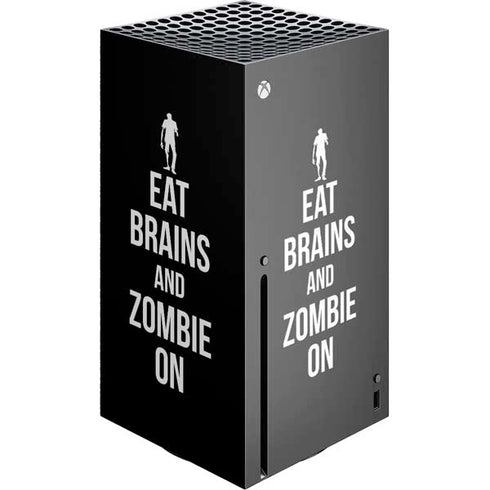 Eat Brains and Zombie On Black Xbox Series X Console Skin