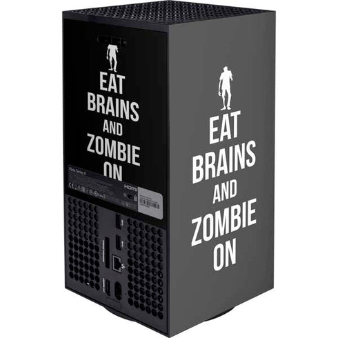 Eat Brains and Zombie On Black Xbox Series X Console Skin