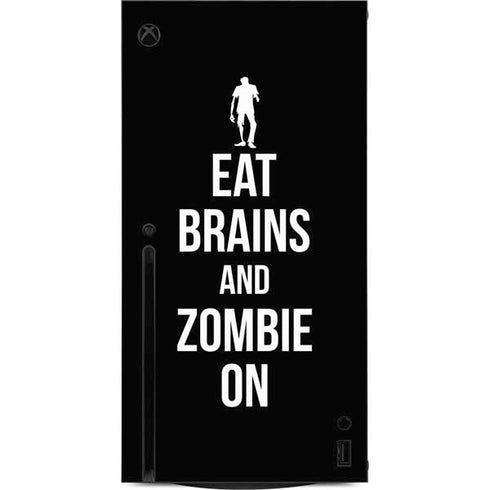 Eat Brains and Zombie On Black Xbox Series X Console Skin