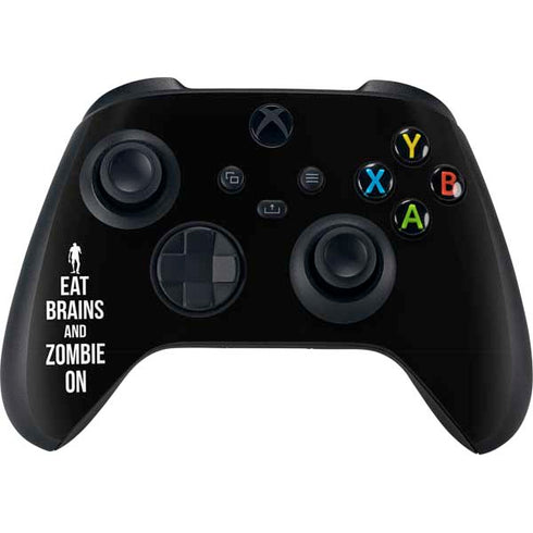 Eat Brains and Zombie On Black Xbox Series X Controller Skin
