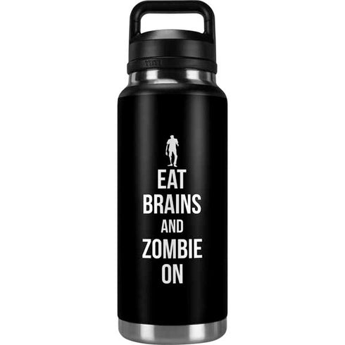 Eat Brains and Zombie On Black YETI Rambler 36oz Bottle Skin