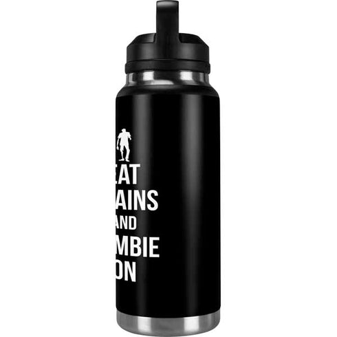 Eat Brains and Zombie On Black YETI Rambler 36oz Bottle Skin