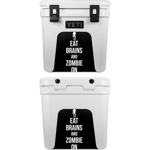 Eat Brains and Zombie On Black YETI Roadie 24 Hard Cooler Skin