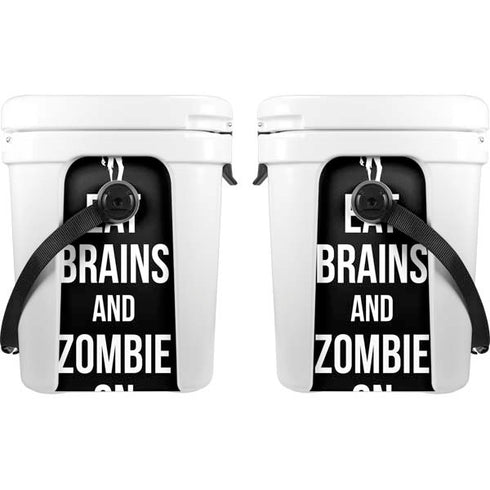 Eat Brains and Zombie On Black YETI Roadie 24 Hard Cooler Skin