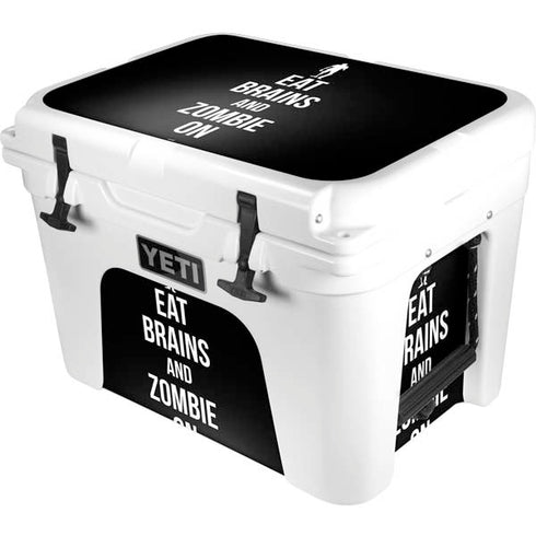 Eat Brains and Zombie On Black YETI Tundra 35 Hard Cooler Skin