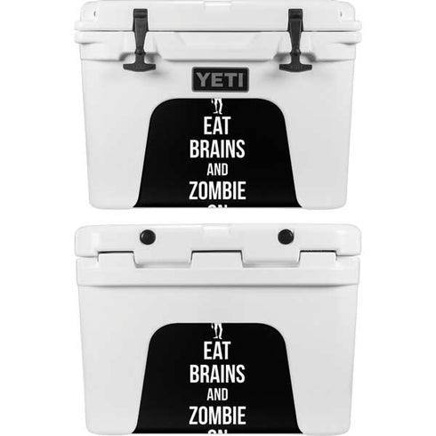 Eat Brains and Zombie On Black YETI Tundra 35 Hard Cooler Skin