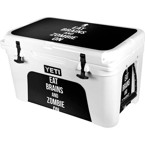 Eat Brains and Zombie On Black YETI Tundra 45 Hard Cooler Skin