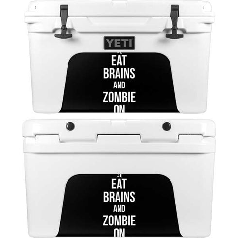 Eat Brains and Zombie On Black YETI Tundra 45 Hard Cooler Skin