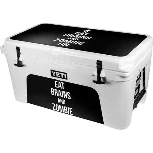 Eat Brains and Zombie On Black YETI Tundra 65 Hard Cooler Skin