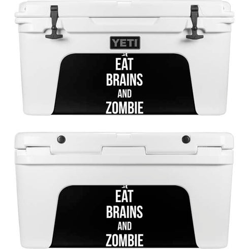 Eat Brains and Zombie On Black YETI Tundra 65 Hard Cooler Skin