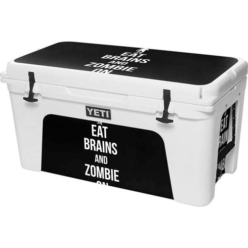 Eat Brains and Zombie On Black YETI Tundra 75 Hard Cooler Skin