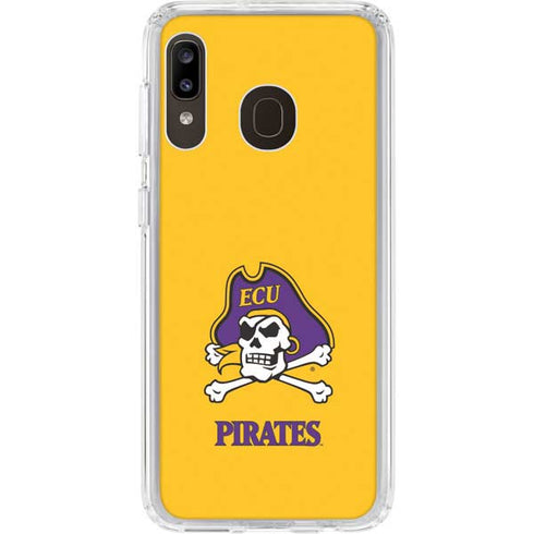 East Carolina University ECU Pirates Logo Yellow Galaxy A20 Clear Case